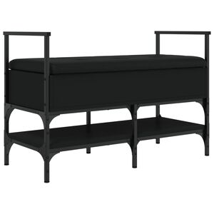 vidaXL Пейка за обувки, черна, 85,5x42x57,5 см, инженерно дърво