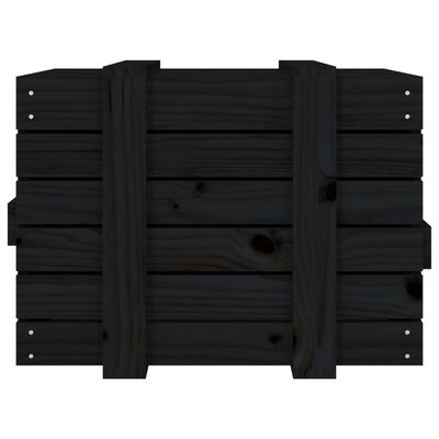 vidaXL Кутия за съхранение, черна, 58x40,5x42 см, борово дърво масив