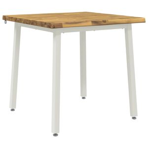 vidaXL 60 x 55 x 75 см Солидно акациево дърво Бяло Правоъгълна