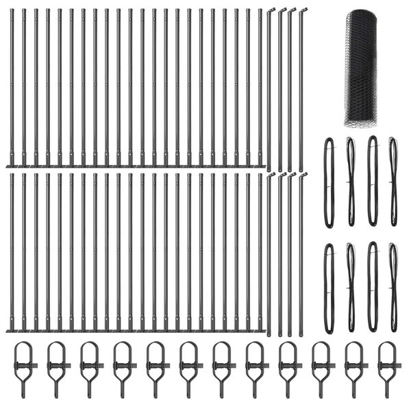 vidaXL Стълб за ограда. Сив 100 x 1 м (25 мм мрежа) Стомана и PVC