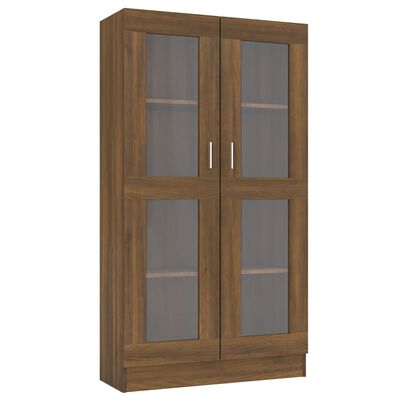 vidaXL Шкаф витрина, кафяв дъб, 82,5x30,5x150 см, инженерно дърво