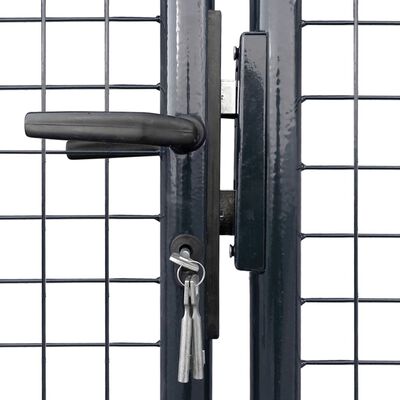 vidaXL Мрежеста градинска врата, поцинкована стомана, 400x200 см, сива