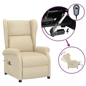 vidaXL Wingback електрически реклайнер стол, кремав, текстил