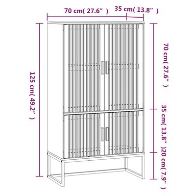 vidaXL Висок шкаф, бял, 70x35x125 см, инженерно дърво