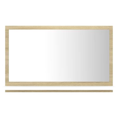 vidaXL Огледало за баня, бяло и дъб сонома, 60x10,5x37 см, ПДЧ