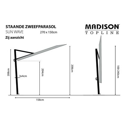 Madison Чадър за балкон Sun Wave, 270x150 см, златножълт