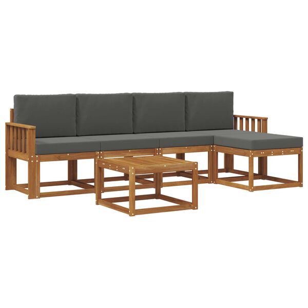 vidaXL Комплект дивани за открито 6 pcs Натурален и Антрацит