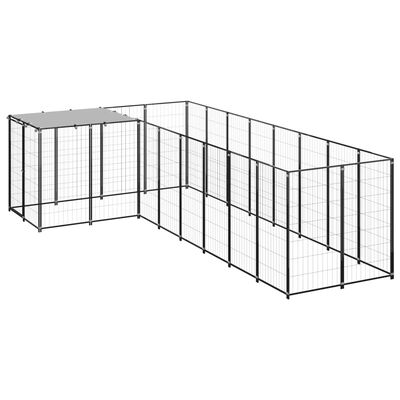 vidaXL Клетка за кучета, черна, 6,05 м², стомана