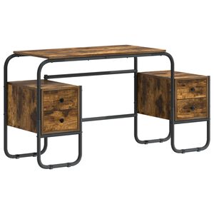 vidaXL Бюро с място за съхранение Опушен дъб 145 x 50 x 75 см