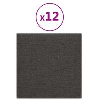 vidaXL Стенни панели, 12 бр, тъмносиви, 30x30 см, плат, 1,08 м²