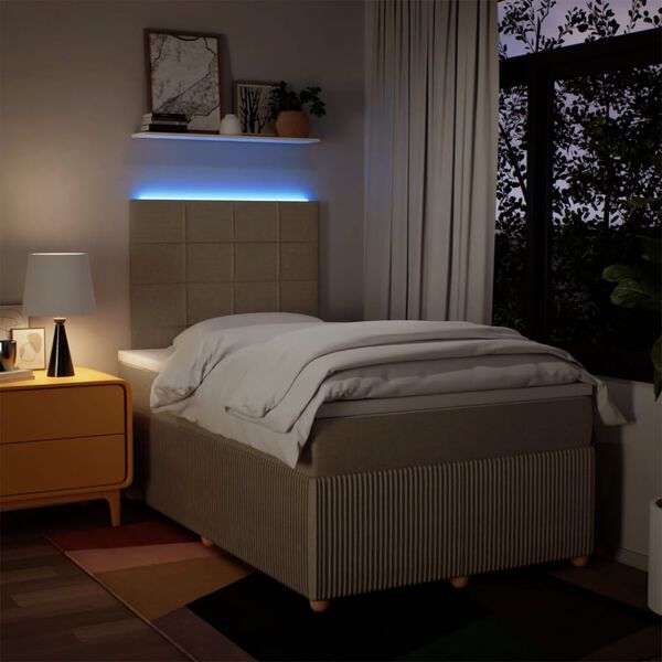 vidaXL Боксспринг легло с матрак, кремаво, 120x200 см, плат