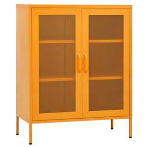 vidaXL Шкаф за съхранение, цвят горчица жълт, 80x35x101,5 см, стомана