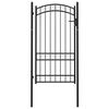 vidaXL Оградна порта Emmen с арковиден връх, стомана, 100x123,5 см, черна