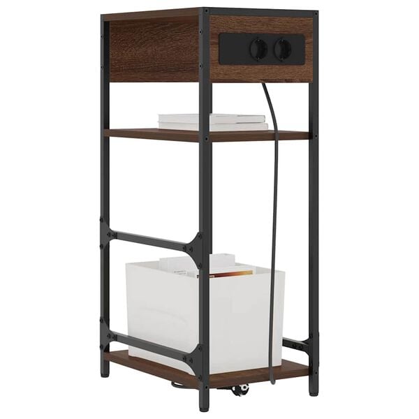 vidaXL Нощен шкаф Кафяв дъб 40 x 27 x 76 см Инженерно дърво