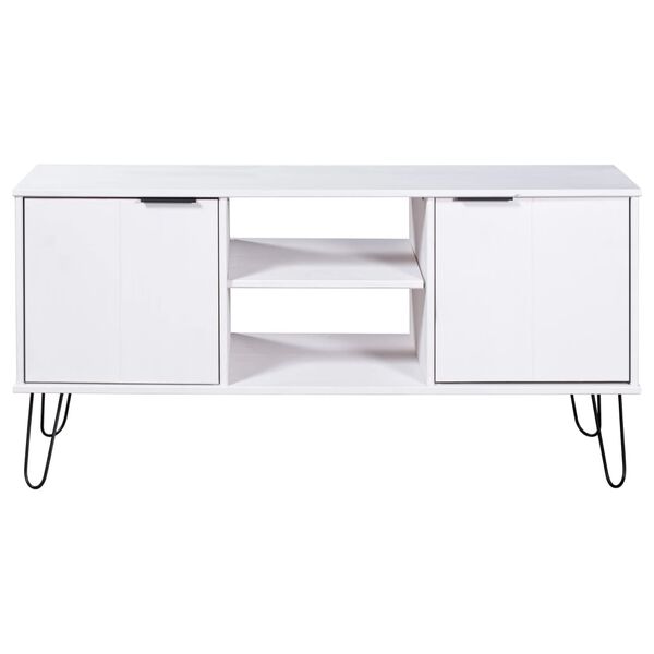 vidaXL ТВ шкаф New York, бял, борово дърво масив