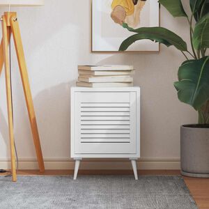 vidaXL Врата за шкаф с решетен дизайн, бяла, 39,5x39,4 см, бор масив
