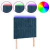 vidaXL LED горна табла за легло, тъмносиня,100x5x118/128 см, кадифе