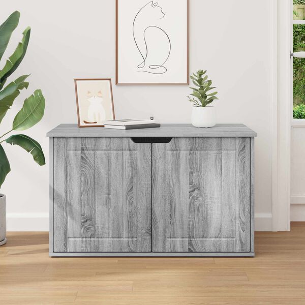 vidaXL Къща за котки Сив Сонома 85 x 55 x 50,5 см Инженерно дърво