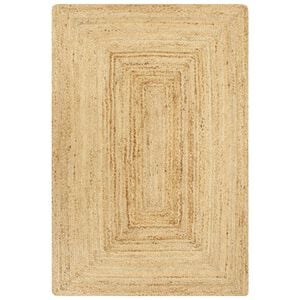 vidaXL Ръчно тъкан килим от юта, естествен цвят, 120x180 см
