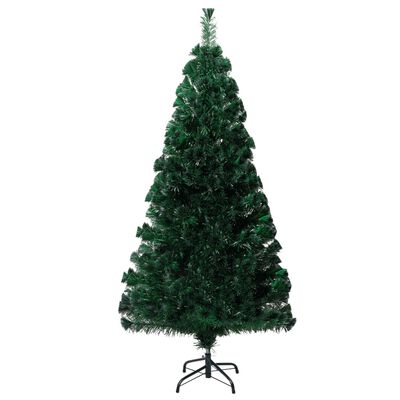 vidaXL Изкуствена коледна елха със стойка зелена 120 см оптично влакно