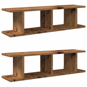 vidaXL Стенни рафтове, 2 бр, старо дърво, 75x18x20 см, инженерно дърво