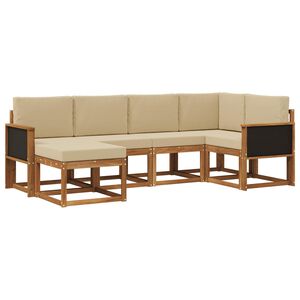vidaXL Комплект дивани за открито 6 pcs Натурален и Бежов