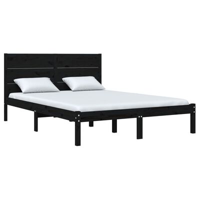 vidaXL Рамка за легло, черна, бор масив, 120х200 см