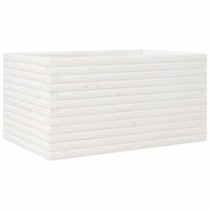 vidaXL Градински сандък, бял, 90x60x45,5 см, масивна борова дървесина