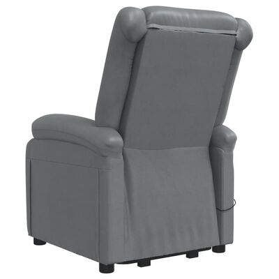 vidaXL Изправящ масажен стол, сив, изкуствена кожа