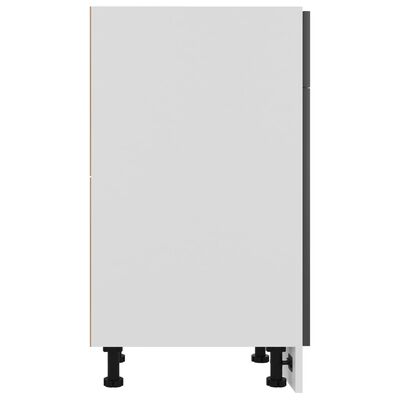vidaXL Долен шкаф с чекмедже, сив гланц, 30x46x81,5 см, ПДЧ