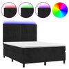 vidaXL Боксспринг легло с матрак и LED, черно, 140x190 см, кадифе