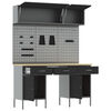 vidaXL Работна маса с чекмедже 8 pcs Черно 150 x 55 x 200 см Стомана
