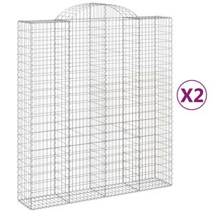 vidaXL Габионни кошници арка 2 бр 200x50x220/240 см поцинковано желязо