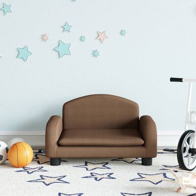 vidaXL Детски диван, кафяв, 50x40x30 см, текстил