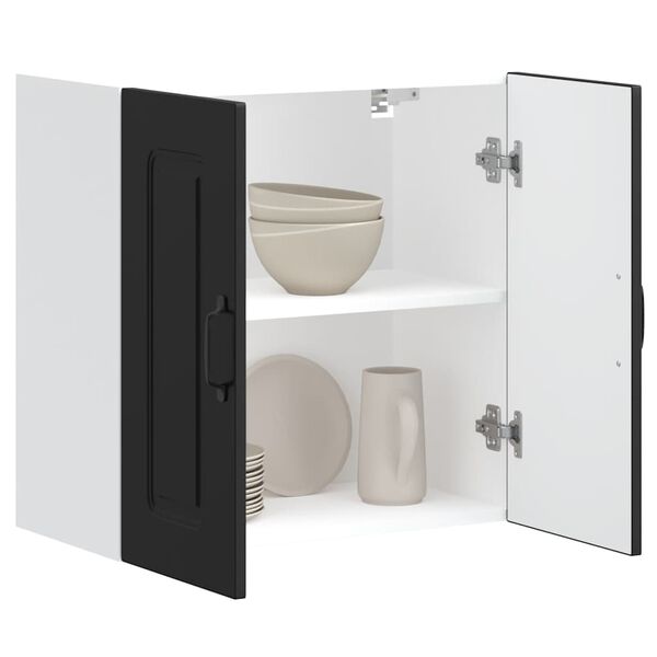 vidaXL Кухненски стенен шкаф, Kalmar, черен, инженерно дърво