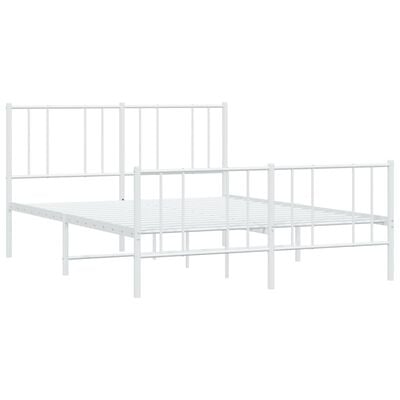 vidaXL Метална рамка за легло с горна и долна табла, бяла, 135x190 см