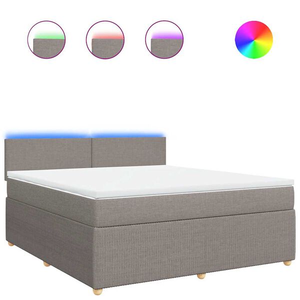 vidaXL Боксспринг легло с матрак, таупе, 180x200 см, плат