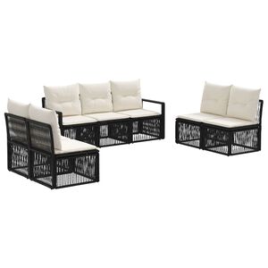 vidaXL Градински Софа Комплект 7 pcs Черно полиратан