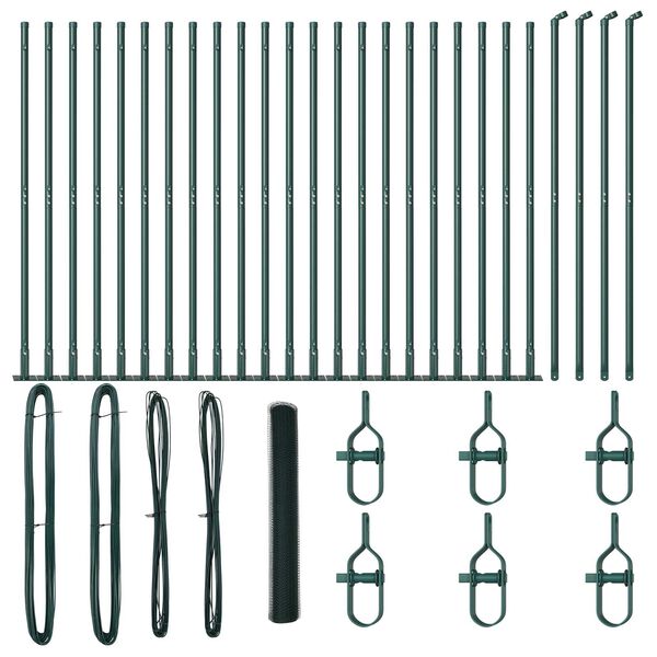 vidaXL Стълб за ограда. Зелен 50 x 1,2 м (25 мм мрежа) Стомана и PVC