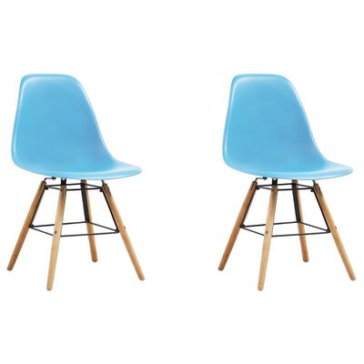 vidaXL Трапезни столове, 2 бр, сини, пластмаса