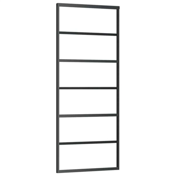 vidaXL Плъзгаща се врата с обков 76x205 см ESG стъкло и алуминий