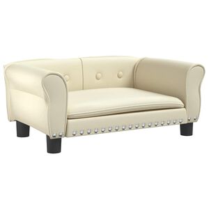 vidaXL Кучешко легло, Кремаво , 70x45x30 см, изкуствена кожа