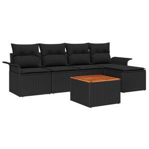 vidaXL Градински Софа Комплект със съхранение 6 pcs Черно полиратан