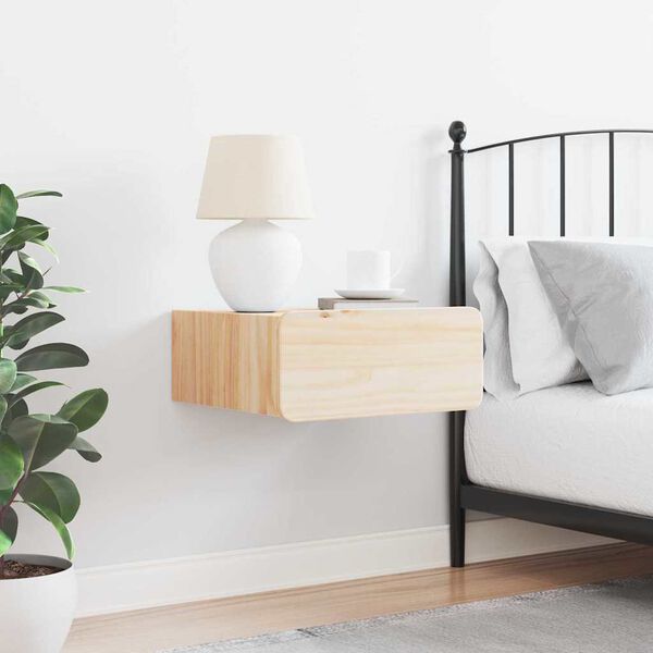 vidaXL Нощно шкафче Кафяво 39 x 34 x 16,5 см Борово дърво масив