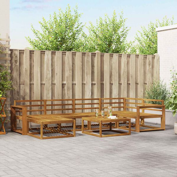 vidaXL Комплект дивани за открито 7 pcs Естествен