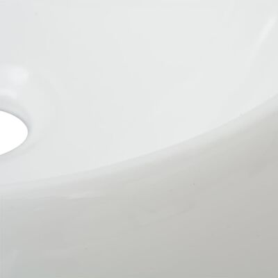 vidaXL Мивка за баня със смесител, керамична, кръгла, бяла