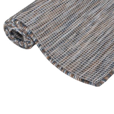 vidaXL Градински плоскотъкан килим, 140x200 см, кафяво и синьо