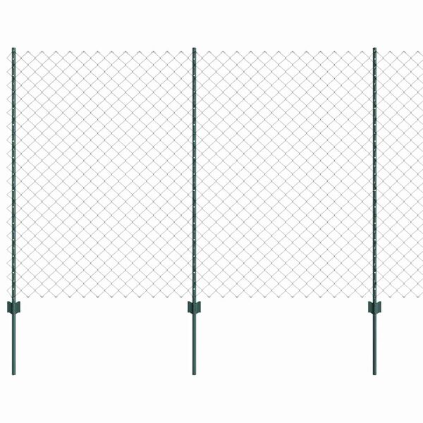 vidaXL Ограда с пост Зелен 1,5 x 25 m Стомана