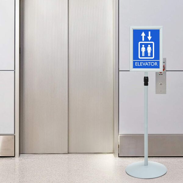 vidaXL Поставка за плакат Сребрист 33 x 33 x 123 см PVC и стомана