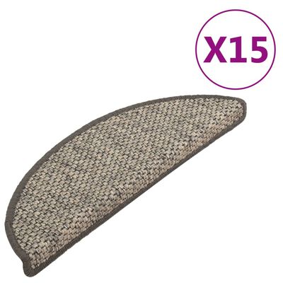 vidaXL Самозалепващи стелки за стълби сизал 15 бр 65x21x4 см антрацит